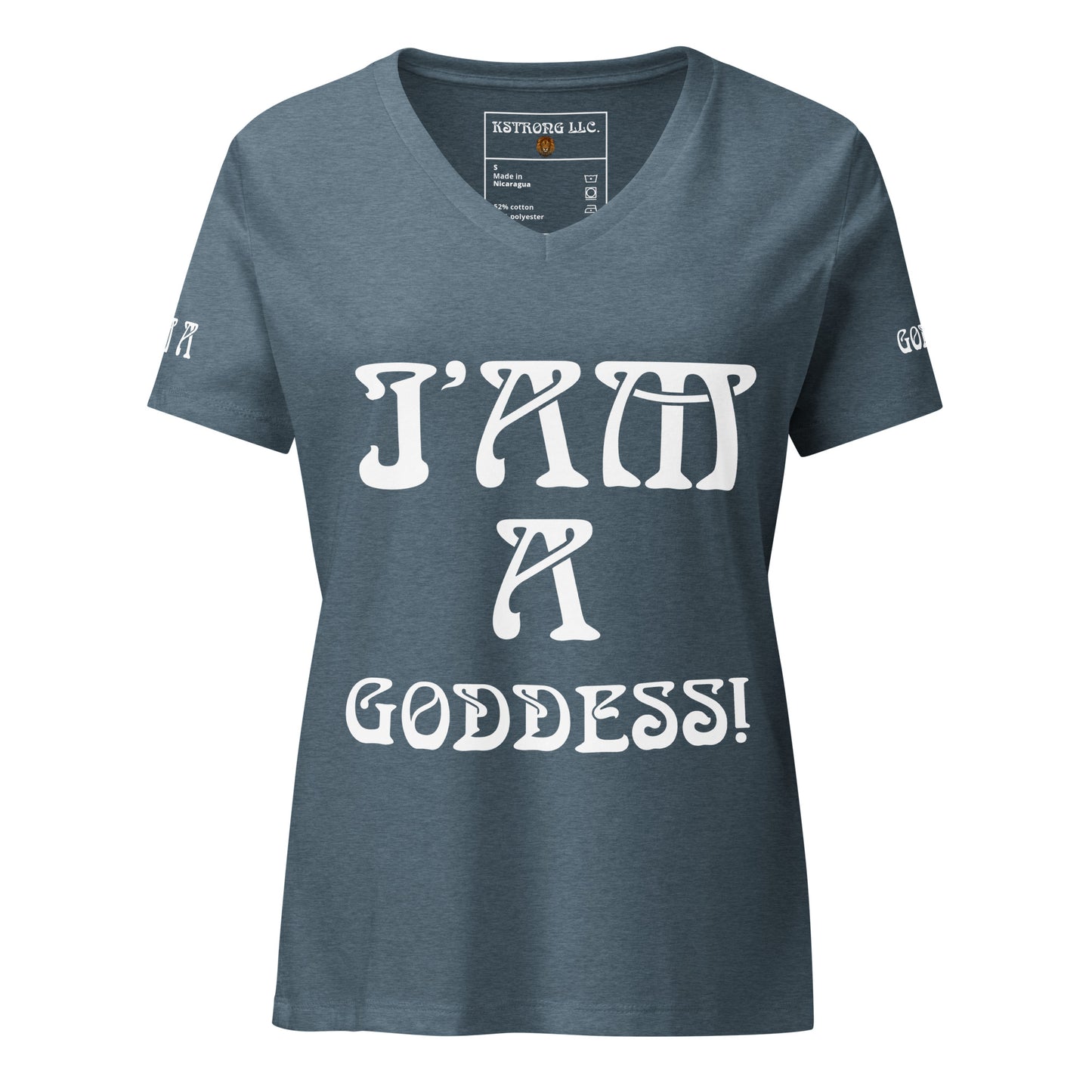 “I’AM A GODDESS!” Women’s Relaxed V-Neck T-Shirt W/White Font