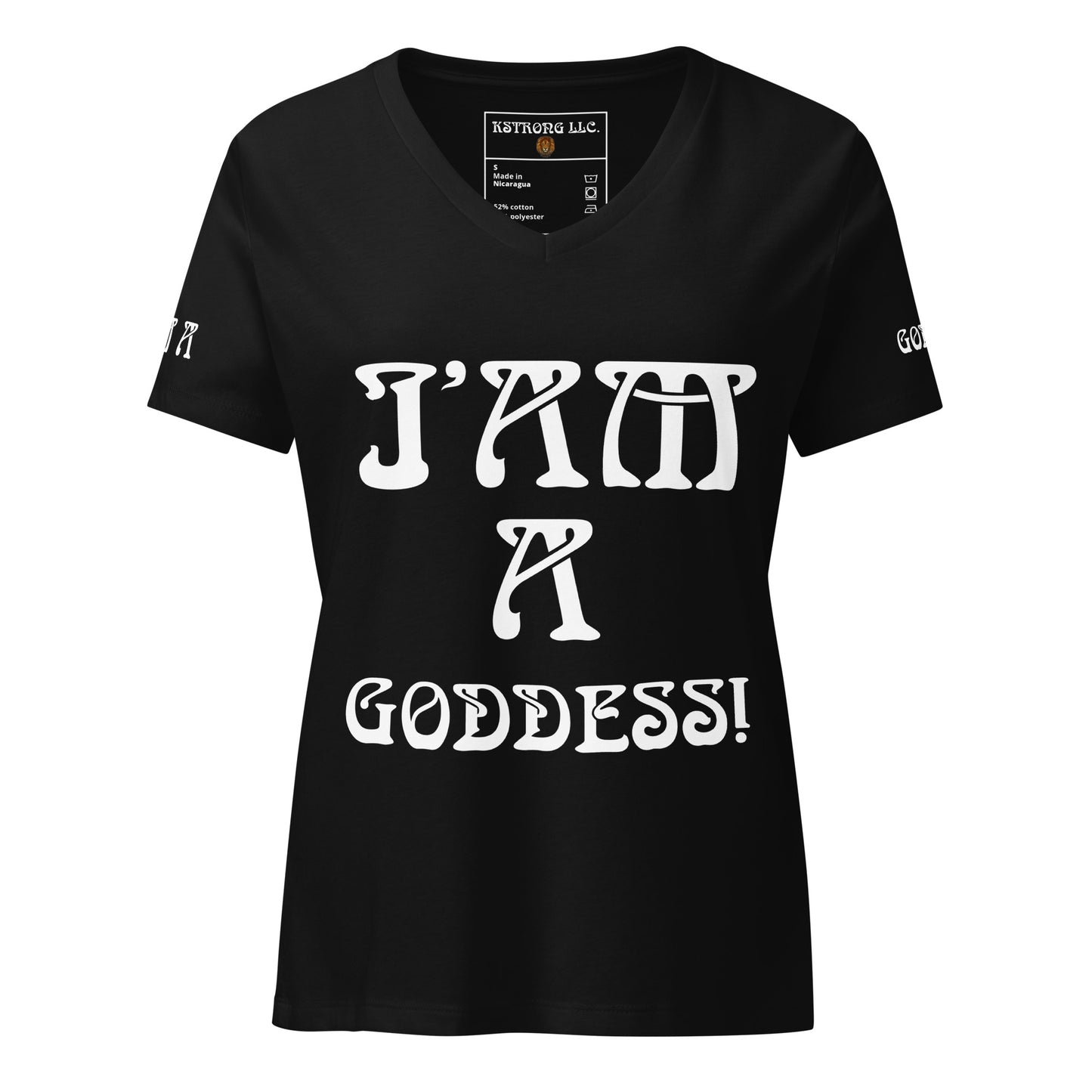 “I’AM A GODDESS!” Women’s Relaxed V-Neck T-Shirt W/White Font