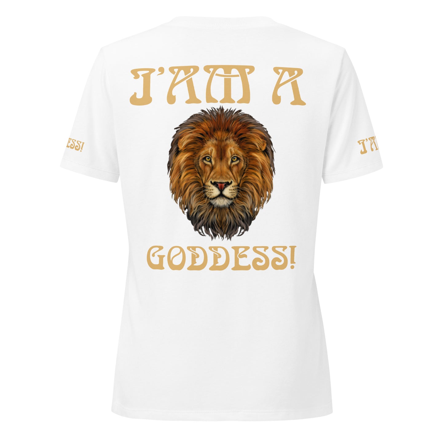 “I’AM A GODDESS!”White Women’s Relaxed V-Neck T-Shirt W/Fawn Font