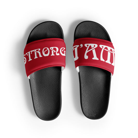 “I’AM STRONG!” Red Women's Slides W/White Font