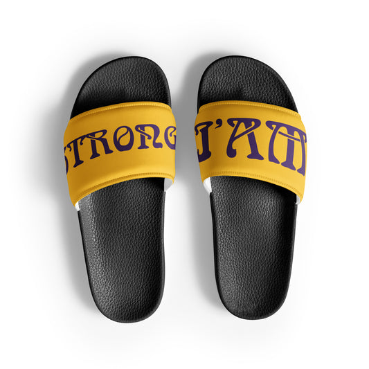 “I’AM STRONG!” Yellow Women's Slides W/Yellow Font
