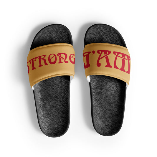 “I’AM STRONG” Fawn Women's Slides W/Red Font