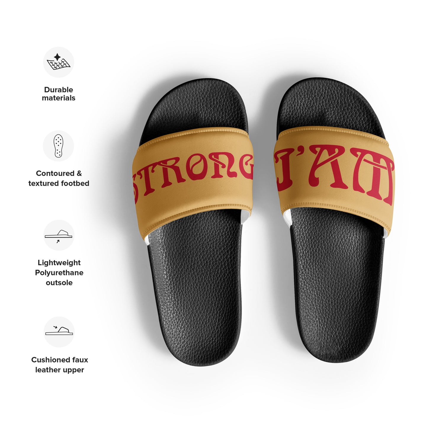 “I’AM STRONG” Fawn Women's Slides W/Red Font