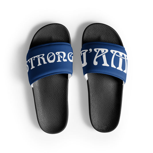 “I’AM STRONG!” Blue Women's Slides W/White Font