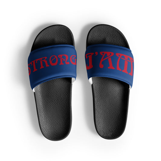 “I’AM STRONG!” Blue Women's Slides W/Red Font