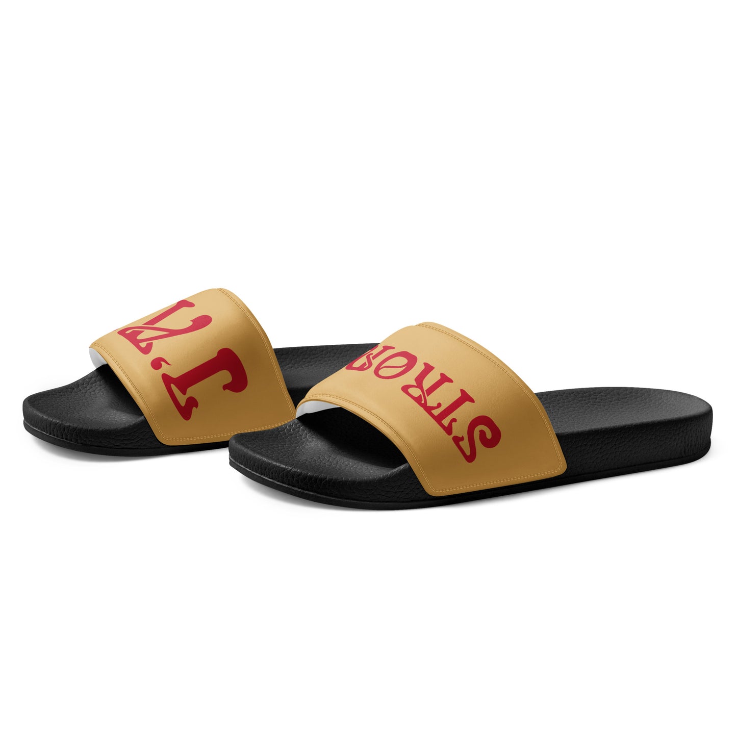 “I’AM STRONG” Fawn Women's Slides W/Red Font