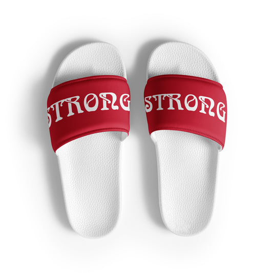 “STRONG”Red Women's Slides W/White Font