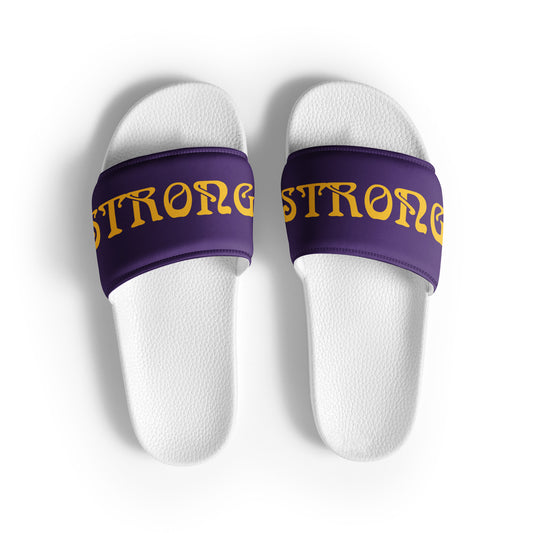 “STRONG”Purple Women's Slides W/Yellow Font