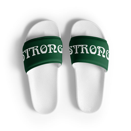“STRONG”Green Women's Slides W/White Font