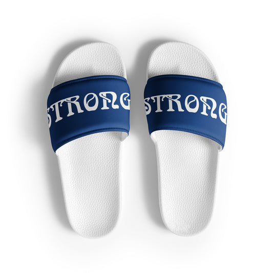 “STRONG”Blue Women's Slides W/White Font