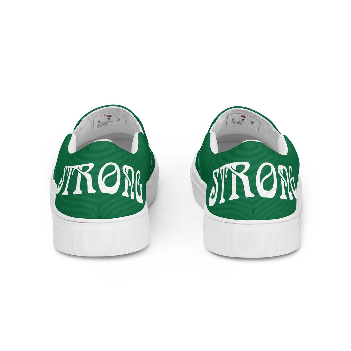 “STRONG”Green Women’s Slip-On Canvas Shoes W/White Font