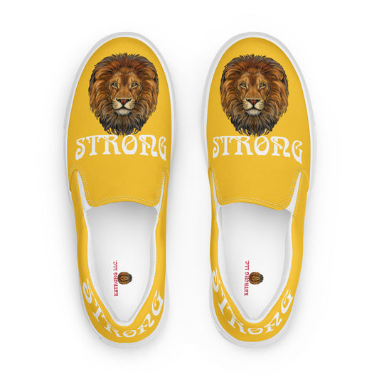 “STRONG” Yellow Women’s Slip-On Canvas Shoes W/White Font