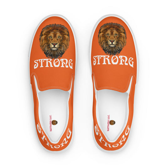 “STRONG”Orange Women’s Slip-On Canvas Shoes W/White Font