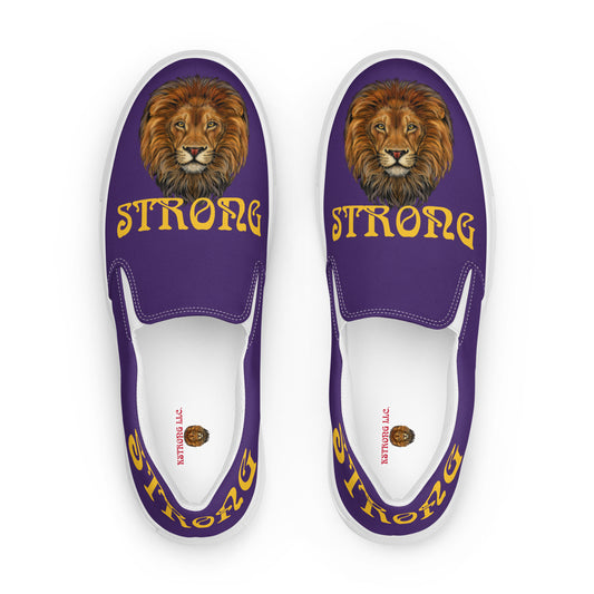 “STRONG”Purple Women’s Slip-On Canvas Shoes W/Yellow Font