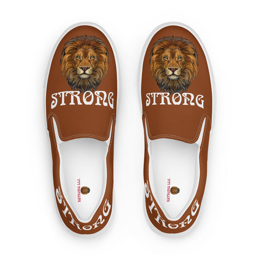“STRONG” Brown Women’s Slip-On Canvas Shoes W/White Font