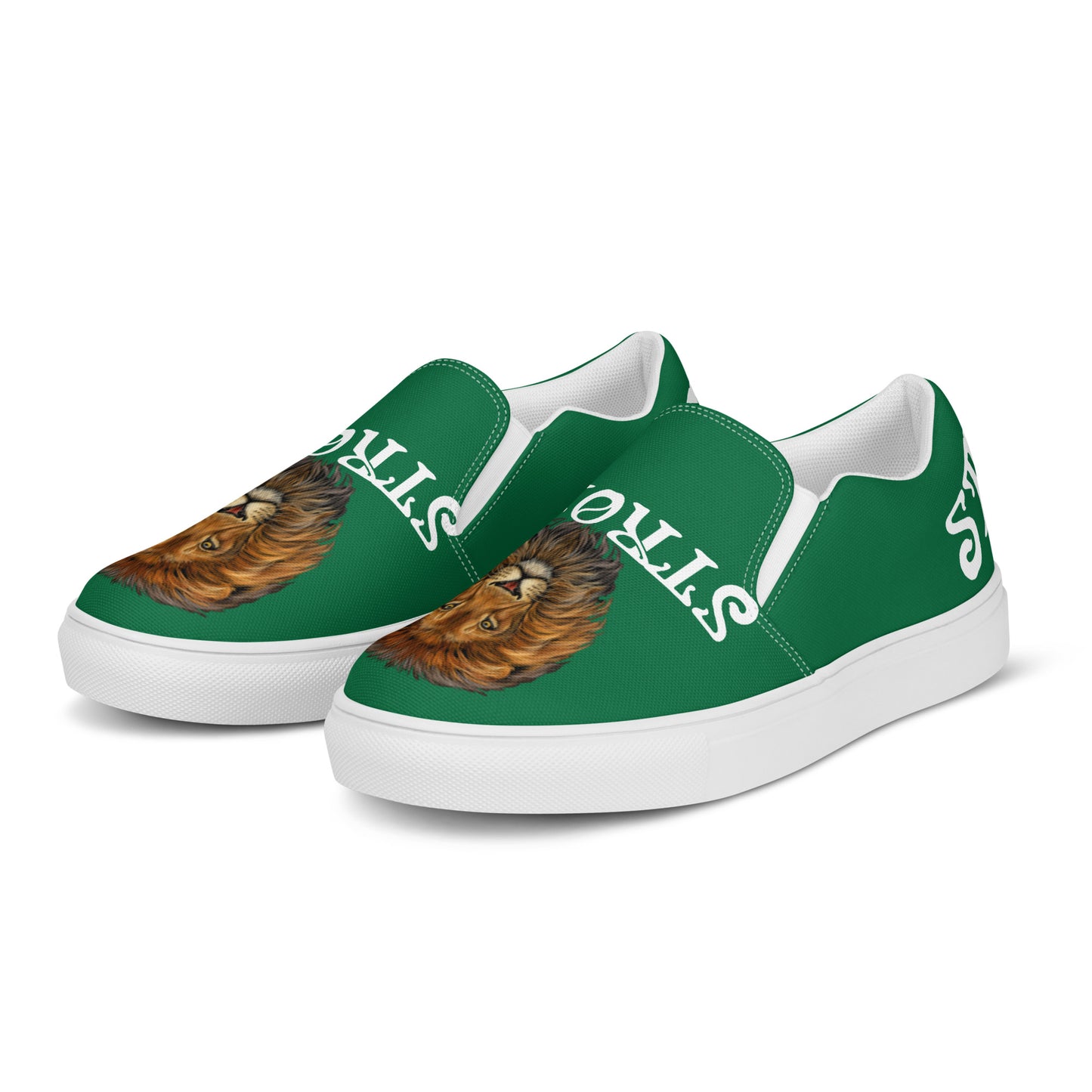 “STRONG”Green Women’s Slip-On Canvas Shoes W/White Font