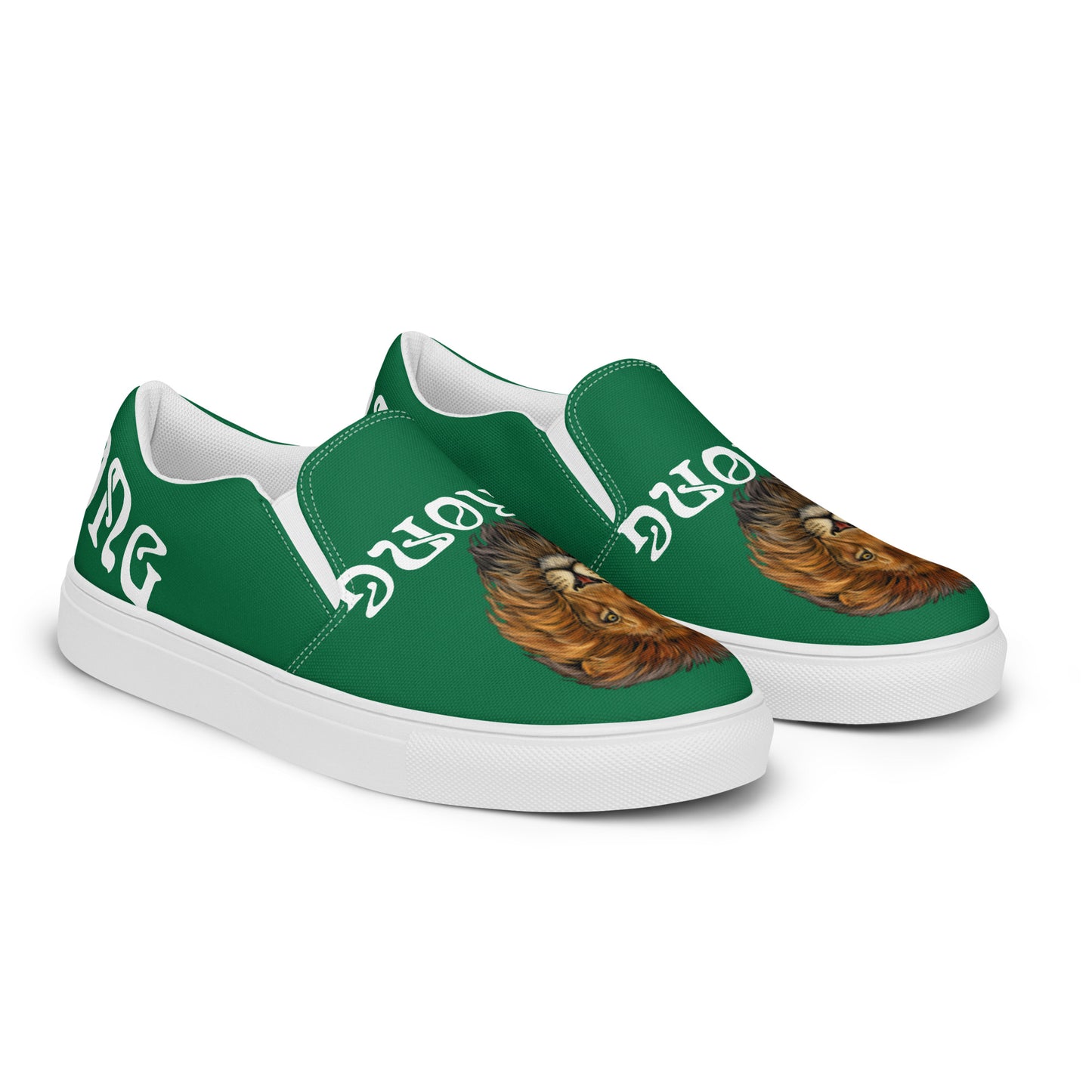 “STRONG”Green Women’s Slip-On Canvas Shoes W/White Font