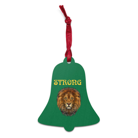 “STRONG” Green Wooden Ornaments W/Yellow Font