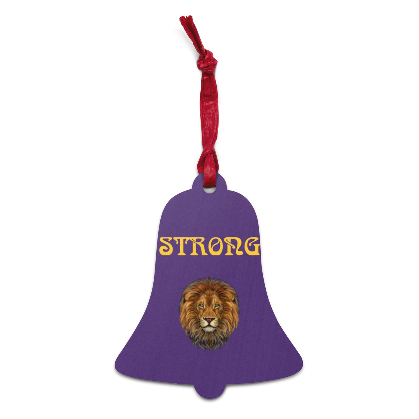 “STRONG”Purple Wooden Ornaments W/Yellow Font