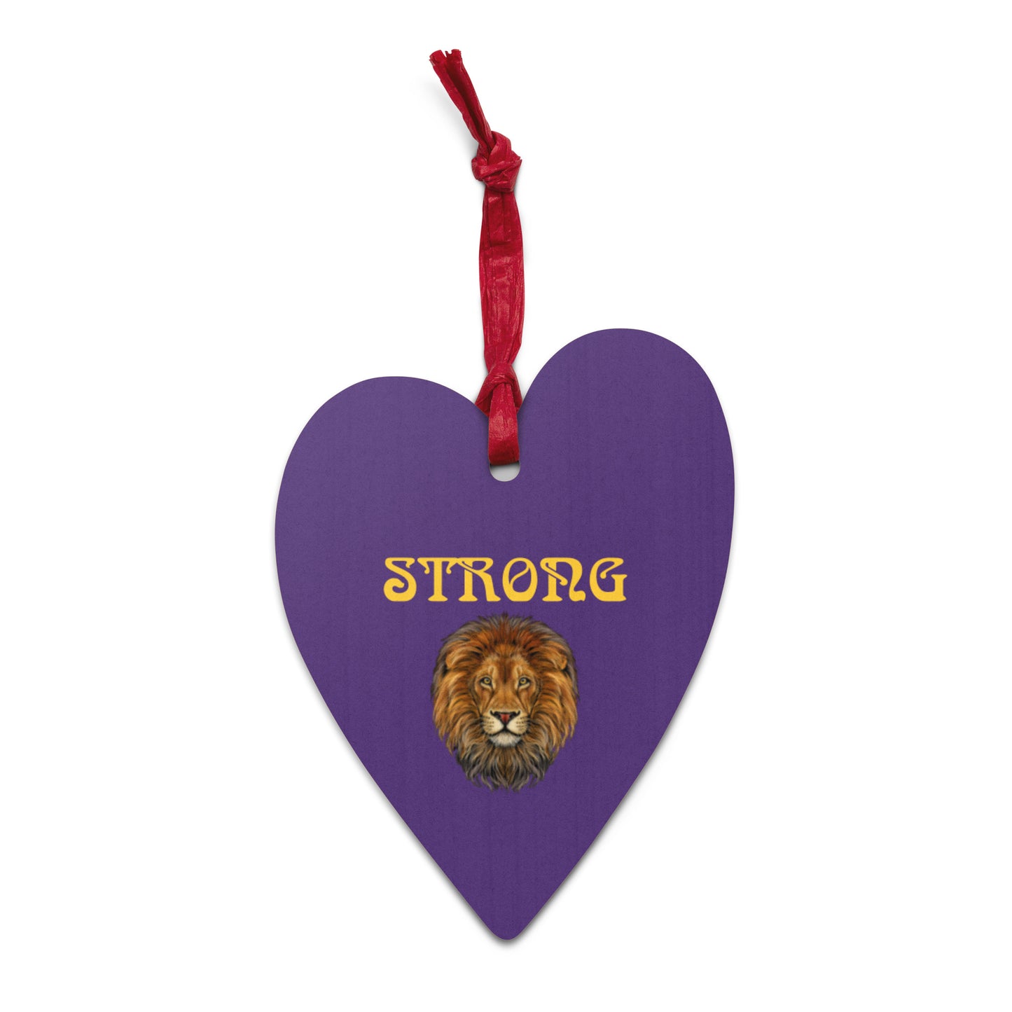 “STRONG”Purple Wooden Ornaments W/Yellow Font