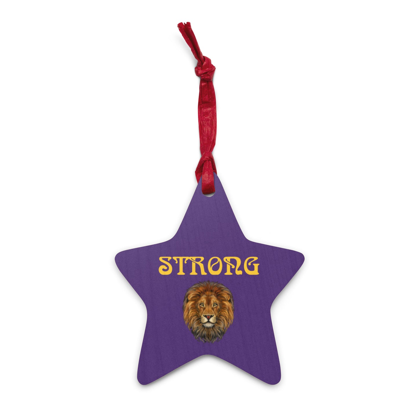 “STRONG”Purple Wooden Ornaments W/Yellow Font