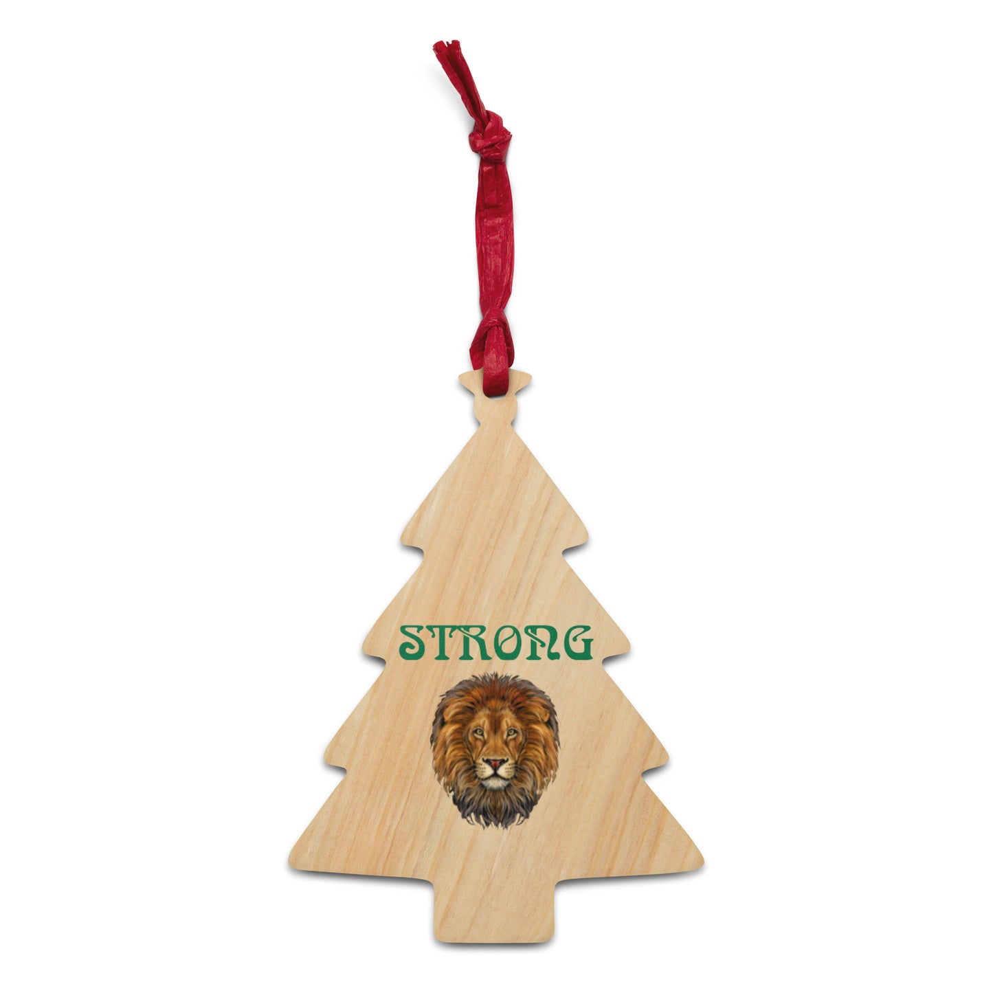 “STRONG”Wooden Ornaments W/Green Font