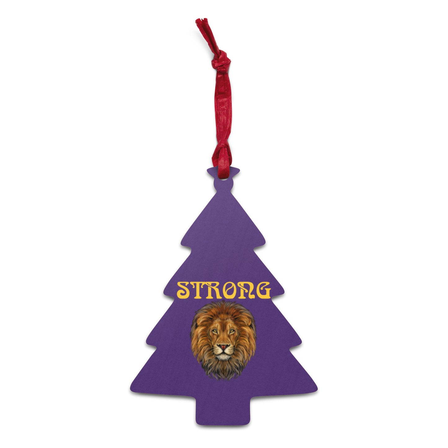 “STRONG”Purple Wooden Ornaments W/Yellow Font