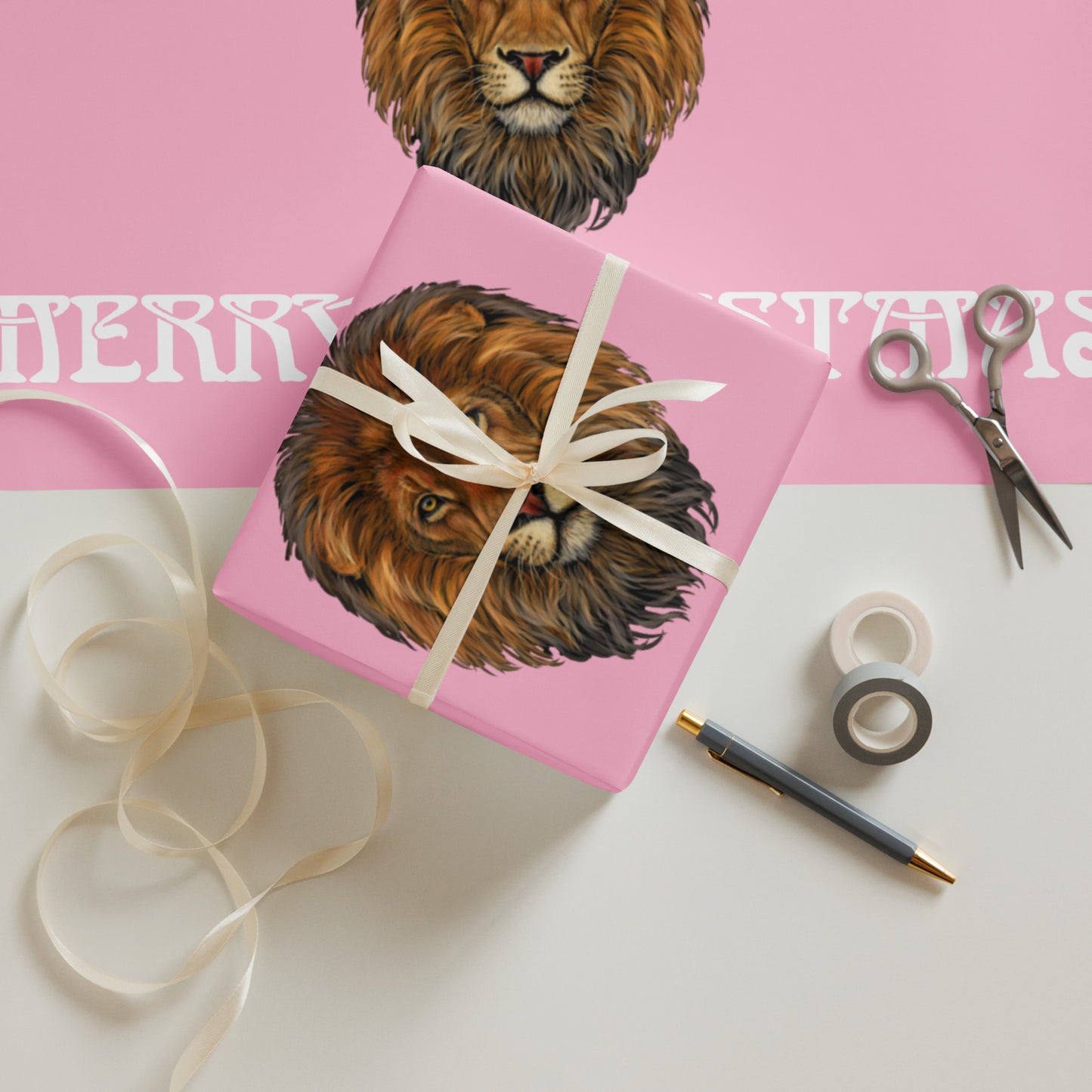 “STRONG” Cotton Candy Christmas Wrapping Paper Sheets W/White Font