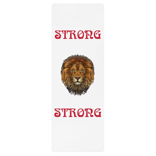 “STRONG”White Yoga Mat W/Red Font