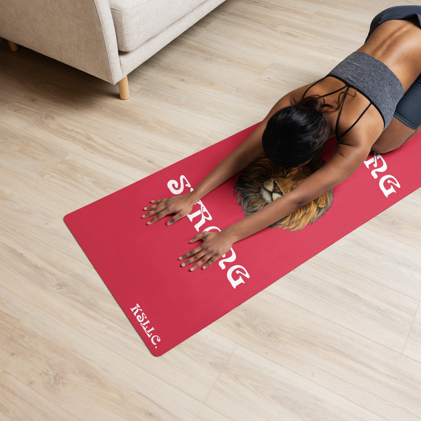 “STRONG”Red Yoga Mat W/White Font