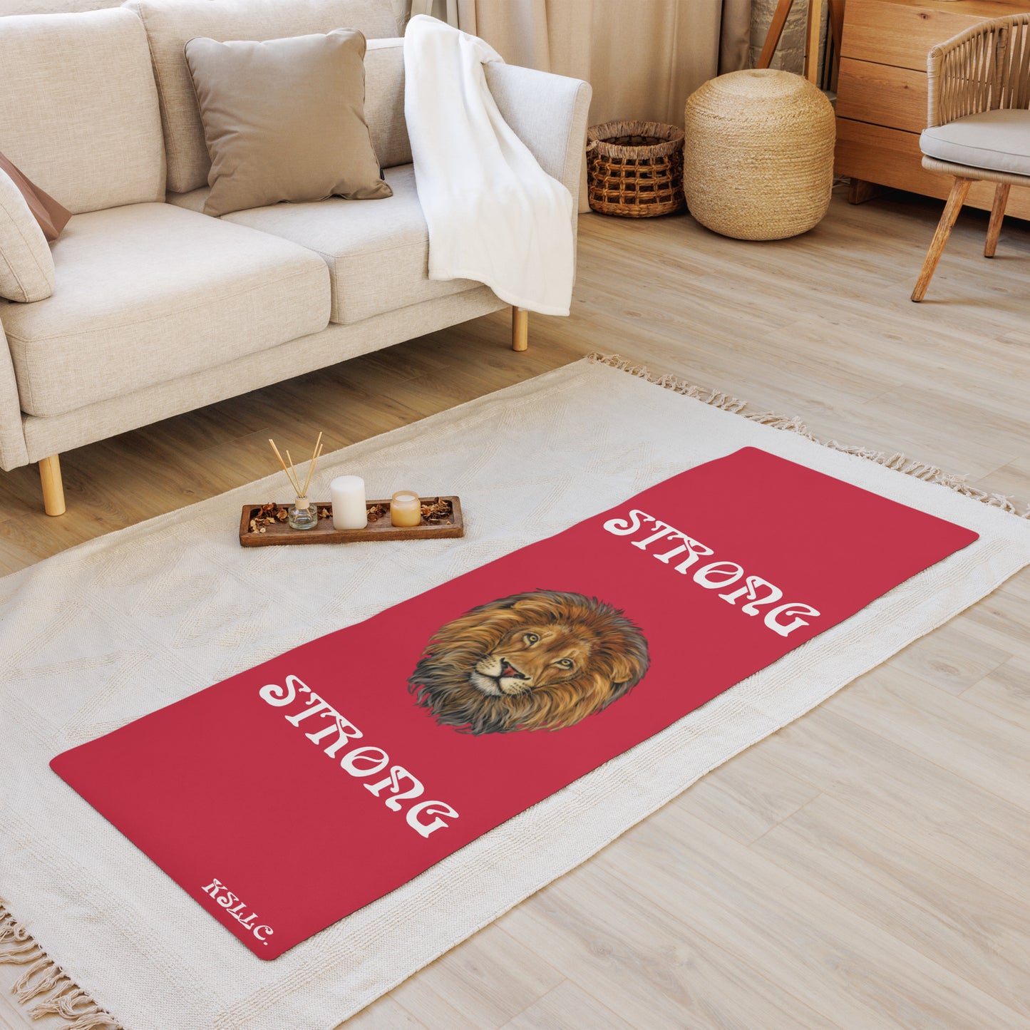 “STRONG”Red Yoga Mat W/White Font