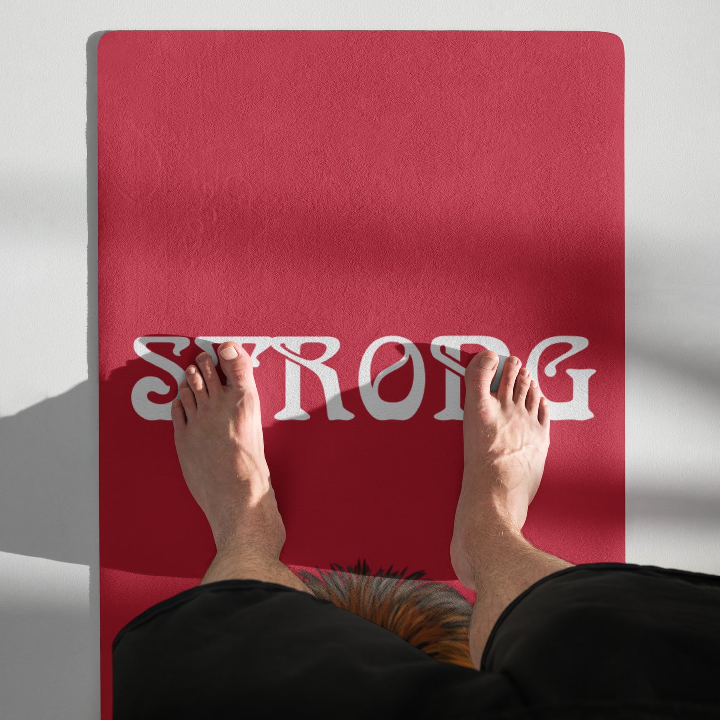 “STRONG”Red Yoga Mat W/White Font