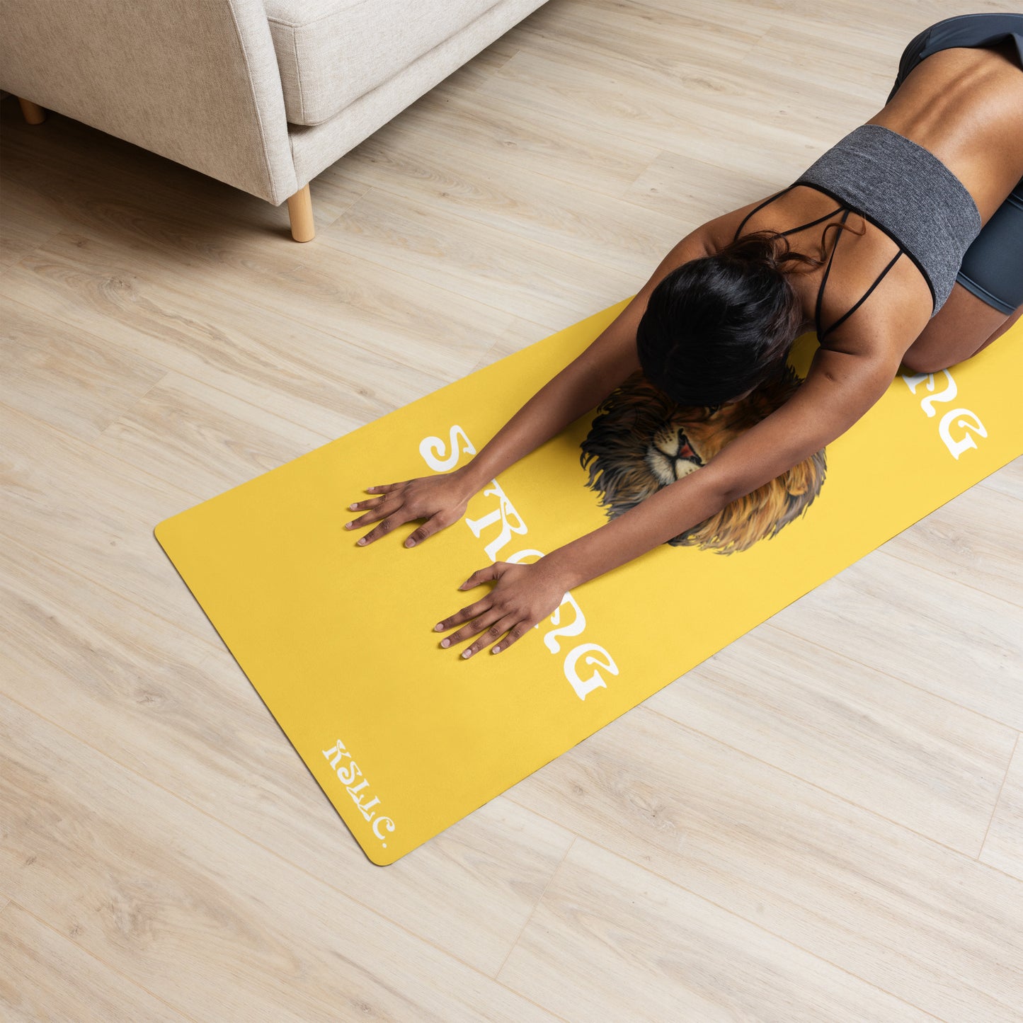 “STRONG”Yellow Yoga Mat W/White Font