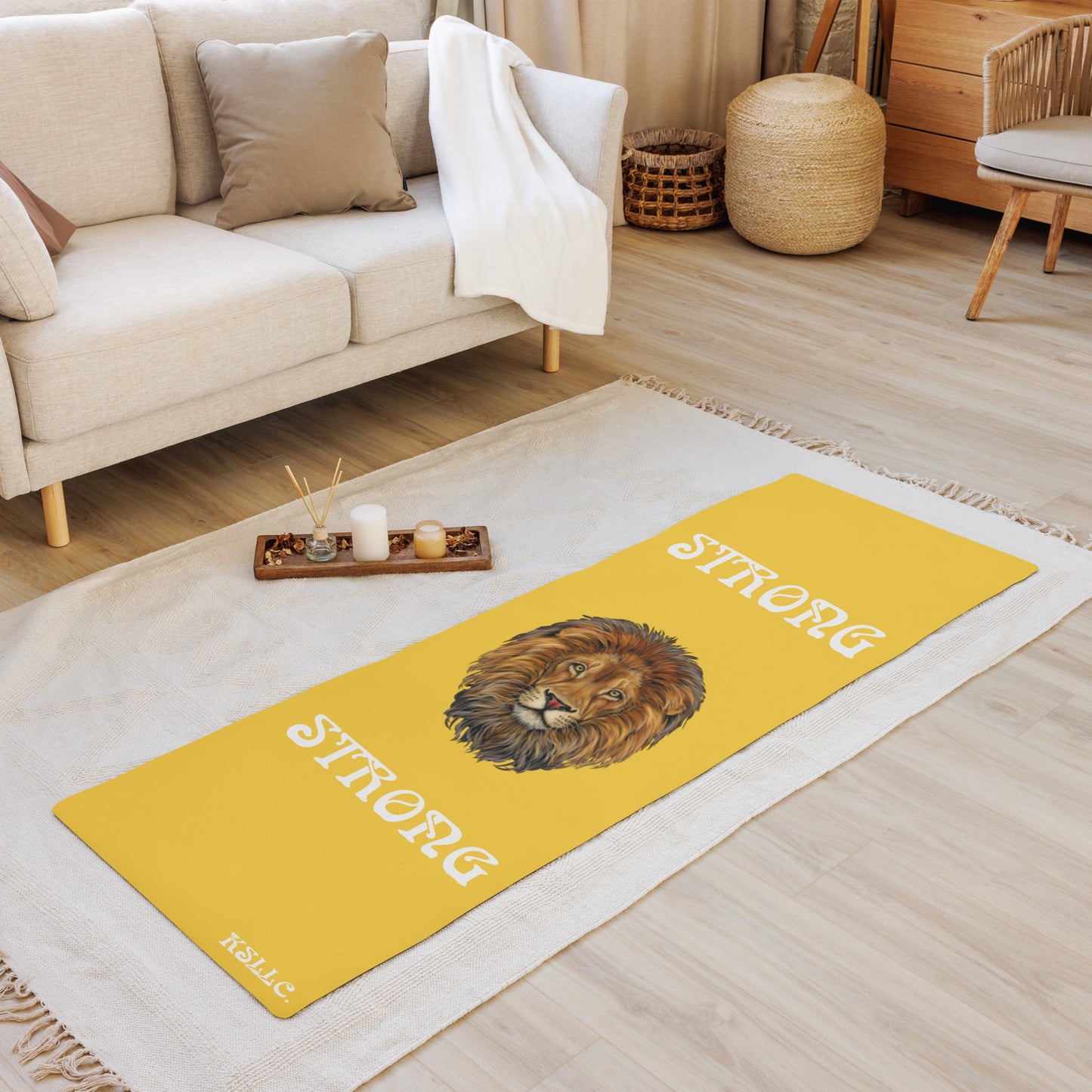 “STRONG”Yellow Yoga Mat W/White Font