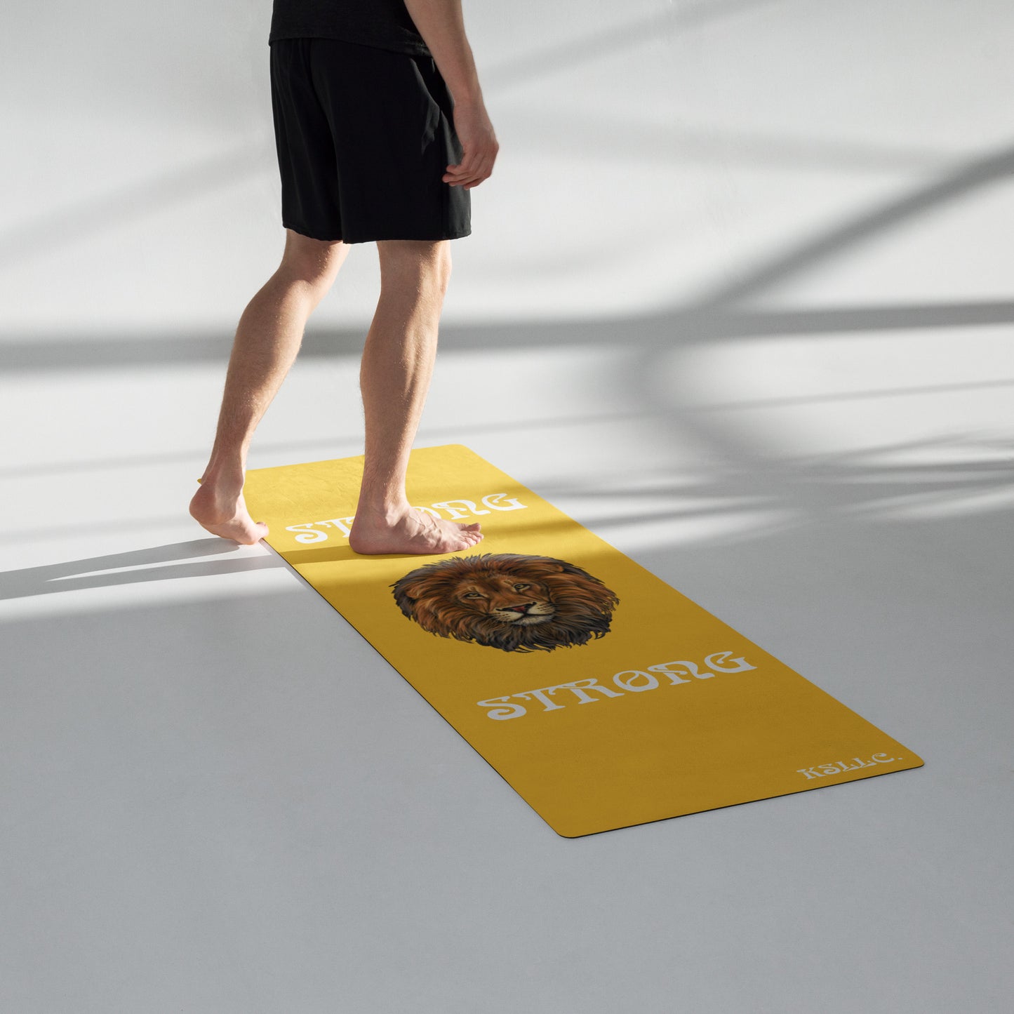 “STRONG”Yellow Yoga Mat W/White Font