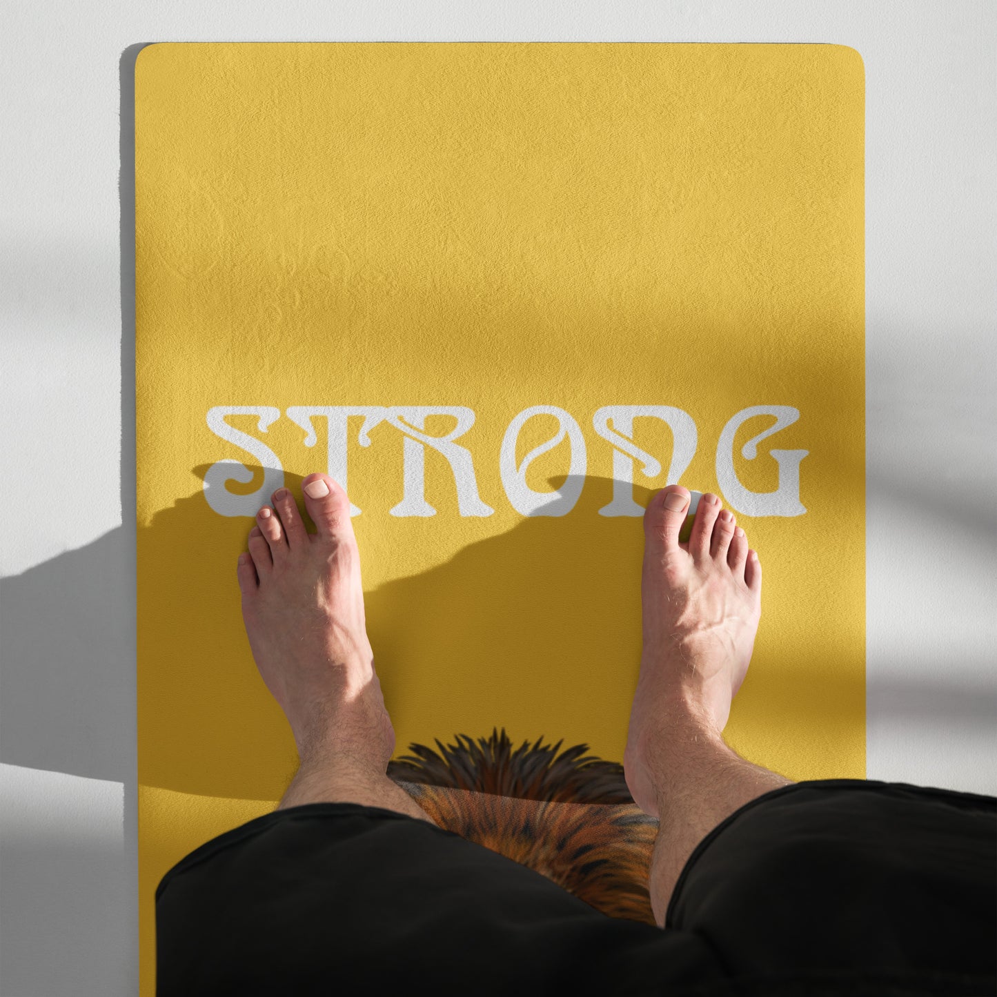 “STRONG”Yellow Yoga Mat W/White Font