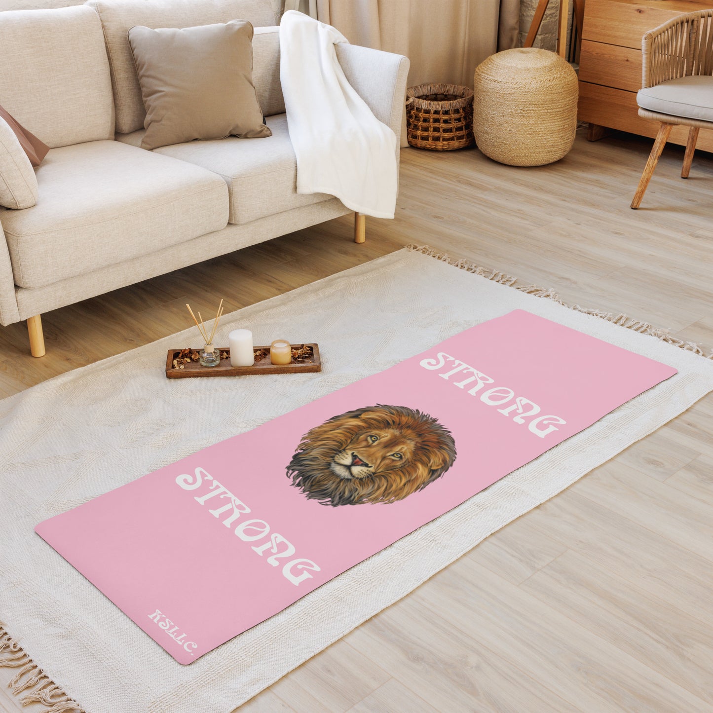 “STRONG”Cotton Candy Yoga Mat W/White Font