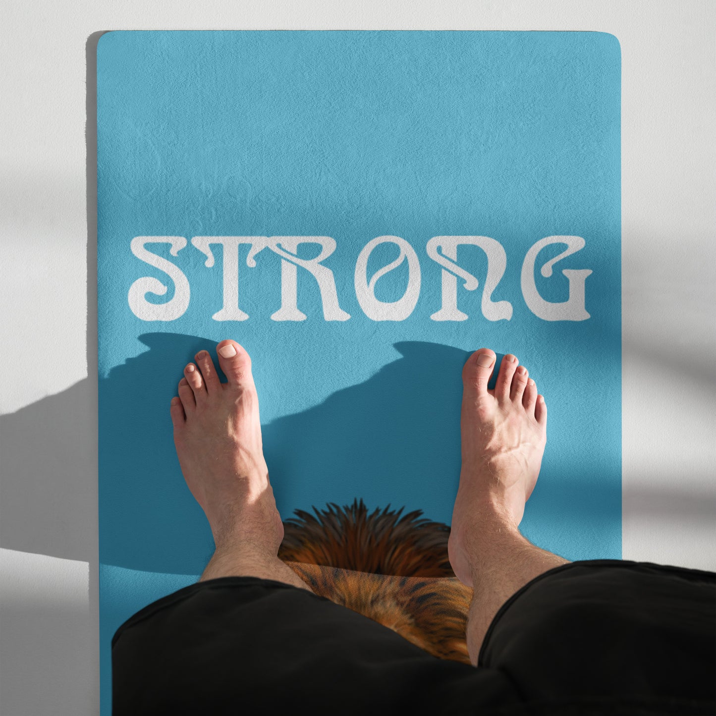 “STRONG”SkyBlue Yoga Mat W/White Font