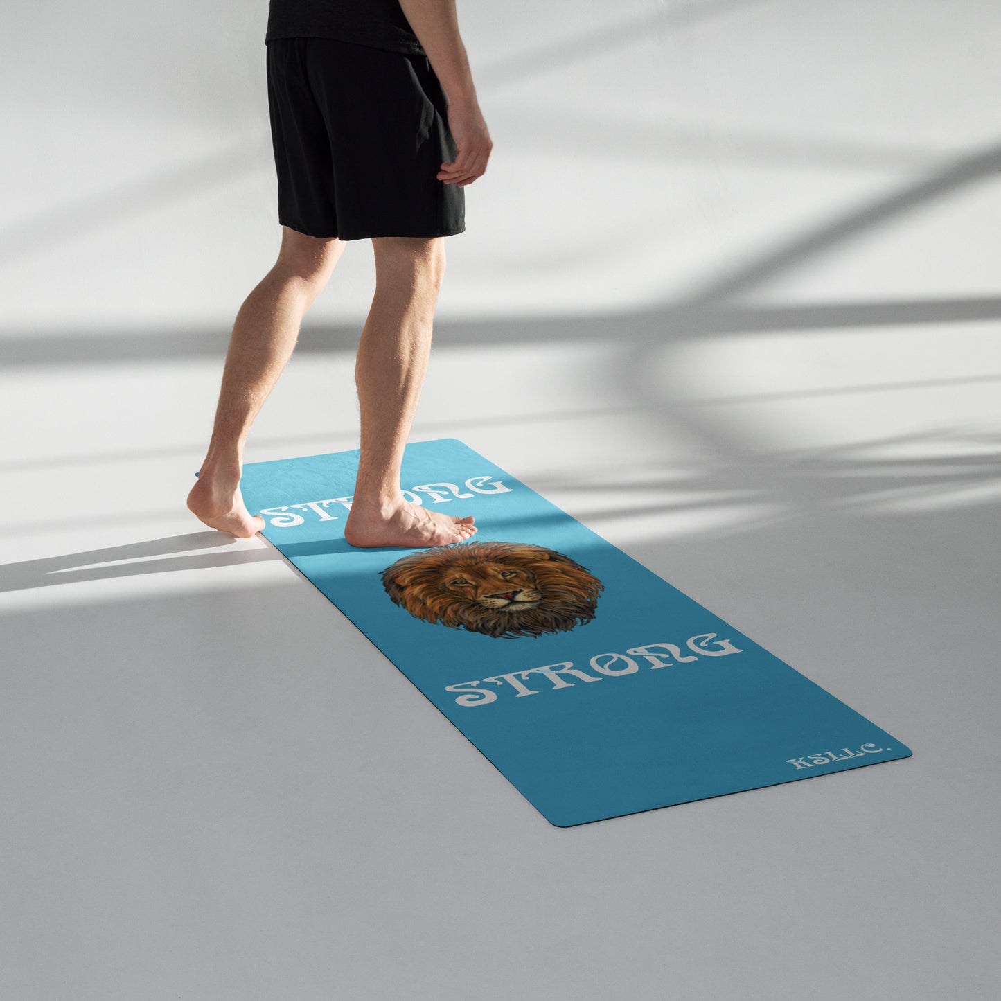 “STRONG”SkyBlue Yoga Mat W/White Font