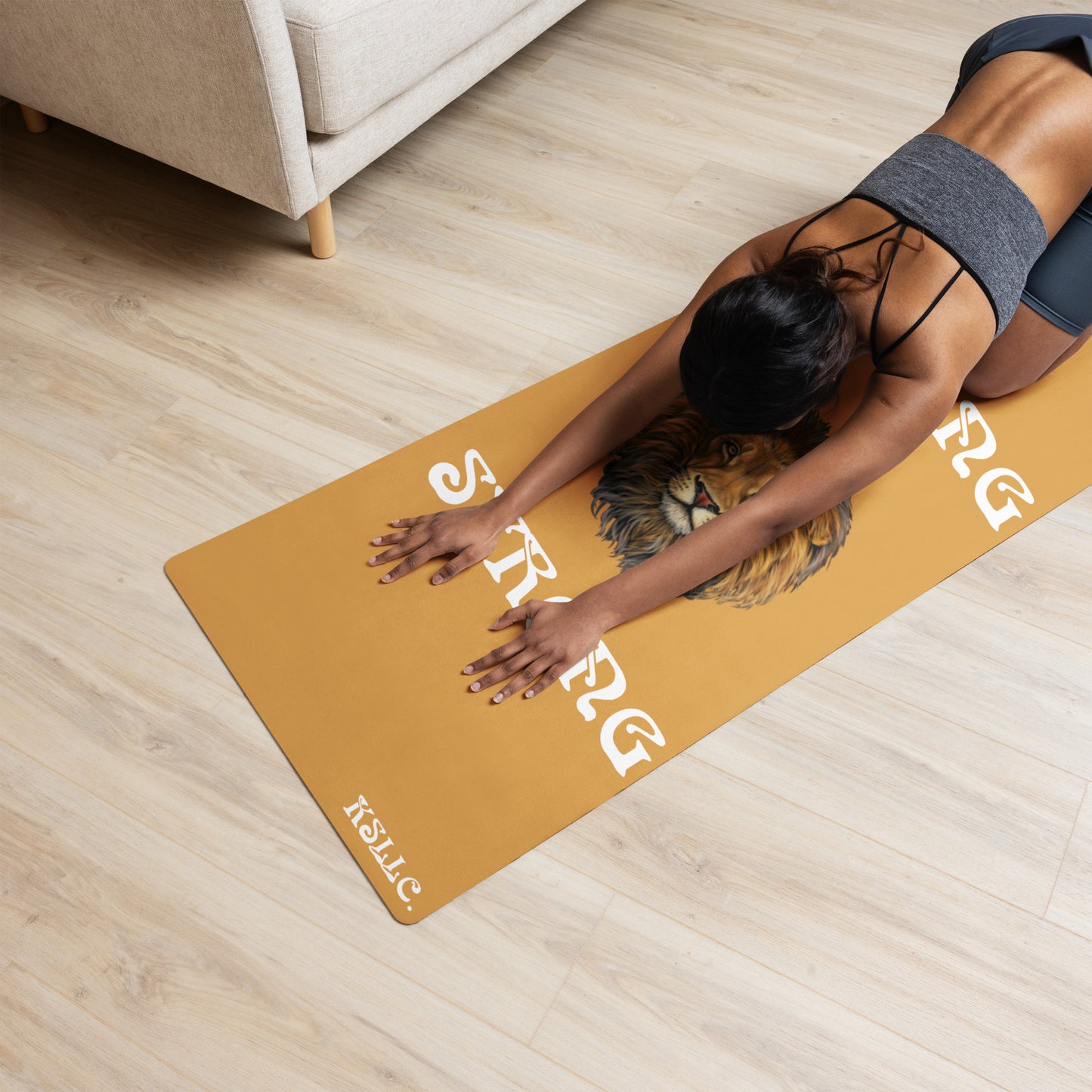 “STRONG”Bronze Yoga Mat W/White Font