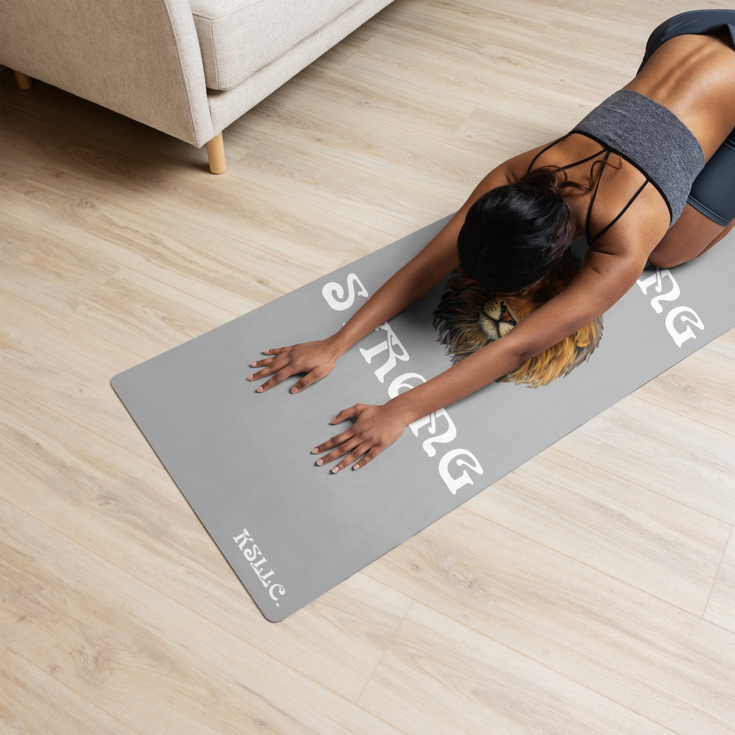 “STRONG”Grey Yoga Mat W/White Font