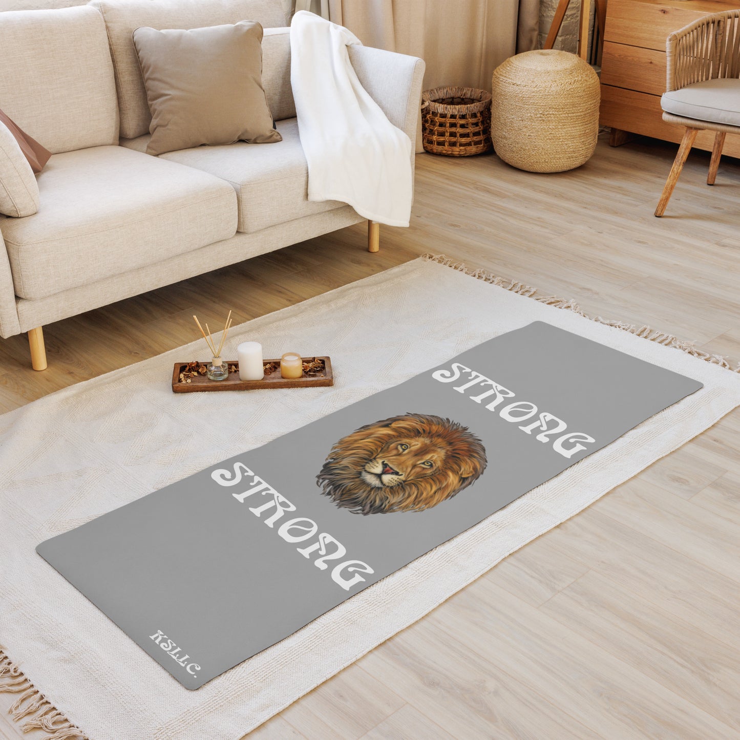 “STRONG”Grey Yoga Mat W/White Font