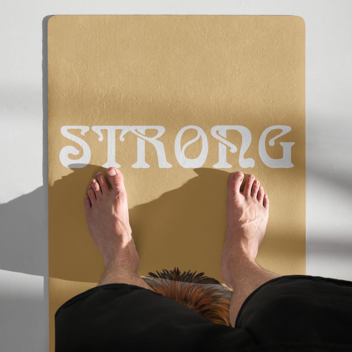 “STRONG”Fawn Yoga Mat W/White Font