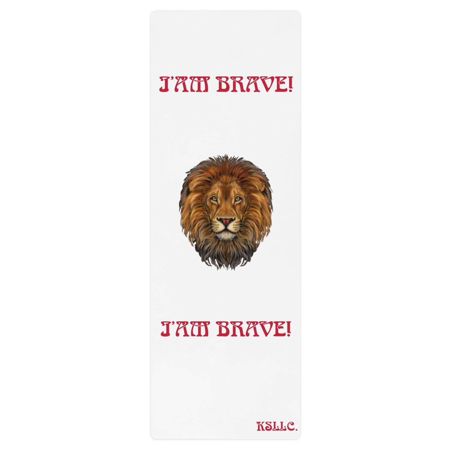 “I’AM BRAVE!”White Yoga Mat W/Red Font