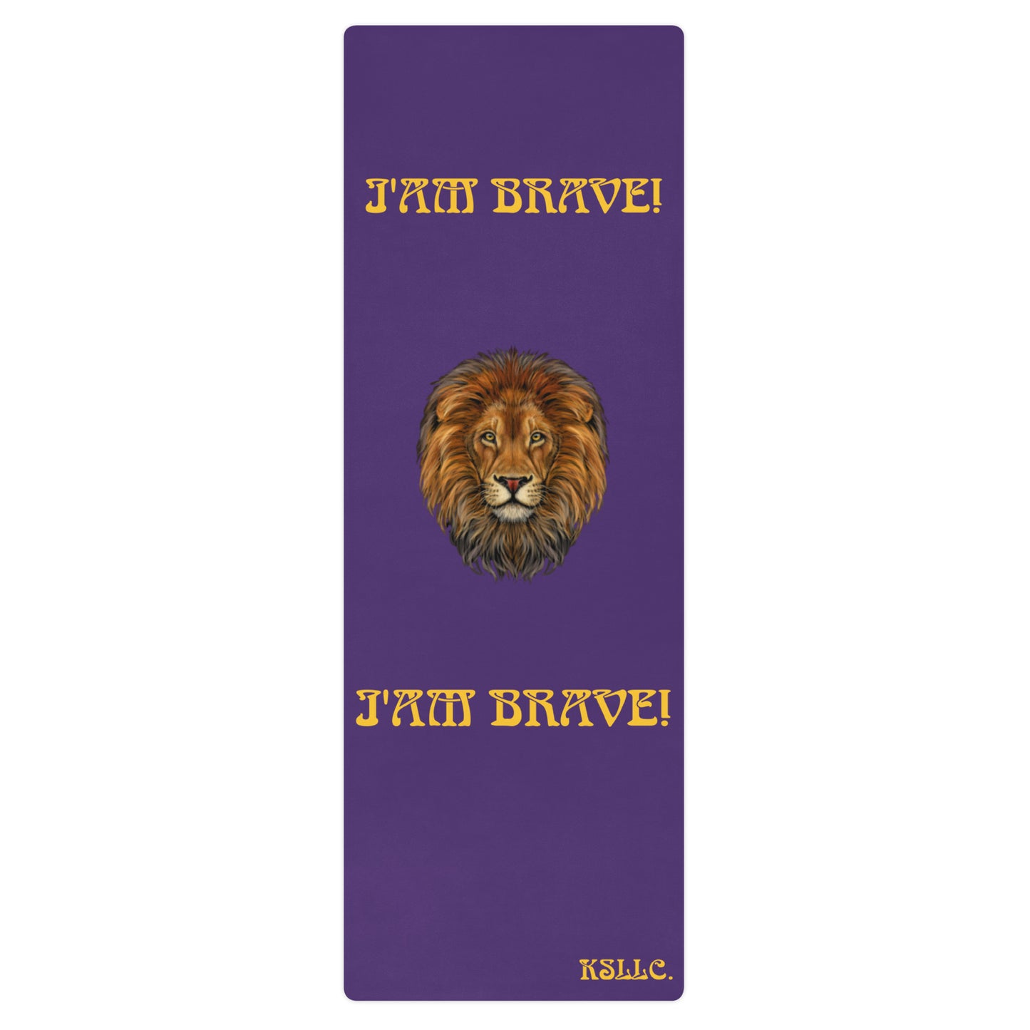 “I’AM BRAVE!”Purple Yoga Mat W/Yellow Font