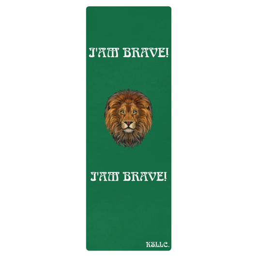 “I’AM BRAVE!”Green Yoga Mat W/White Font