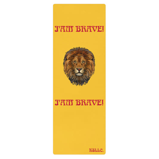 “I’AM BRAVE!”Yellow Yoga Mat W/Red Font