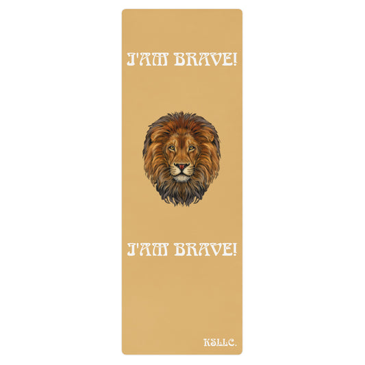 “I’AM BRAVE!”Fawn Yoga Mat W/White Font