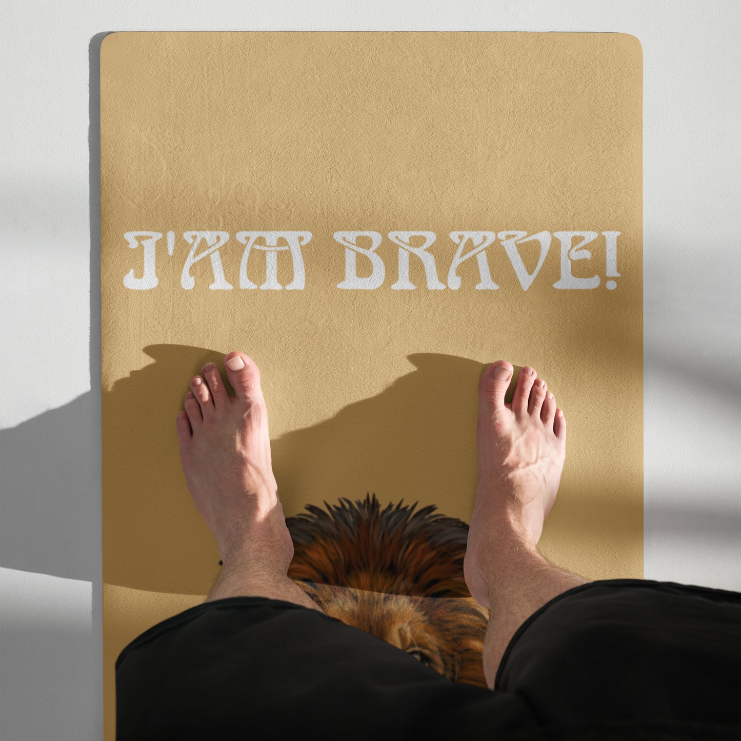 “I’AM BRAVE!”Fawn Yoga Mat W/White Font