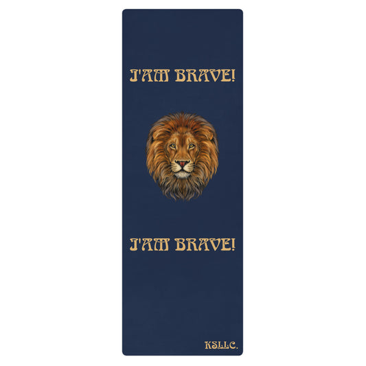 “I’AM BRAVE!”Navy Yoga Mat W/Fawn Font